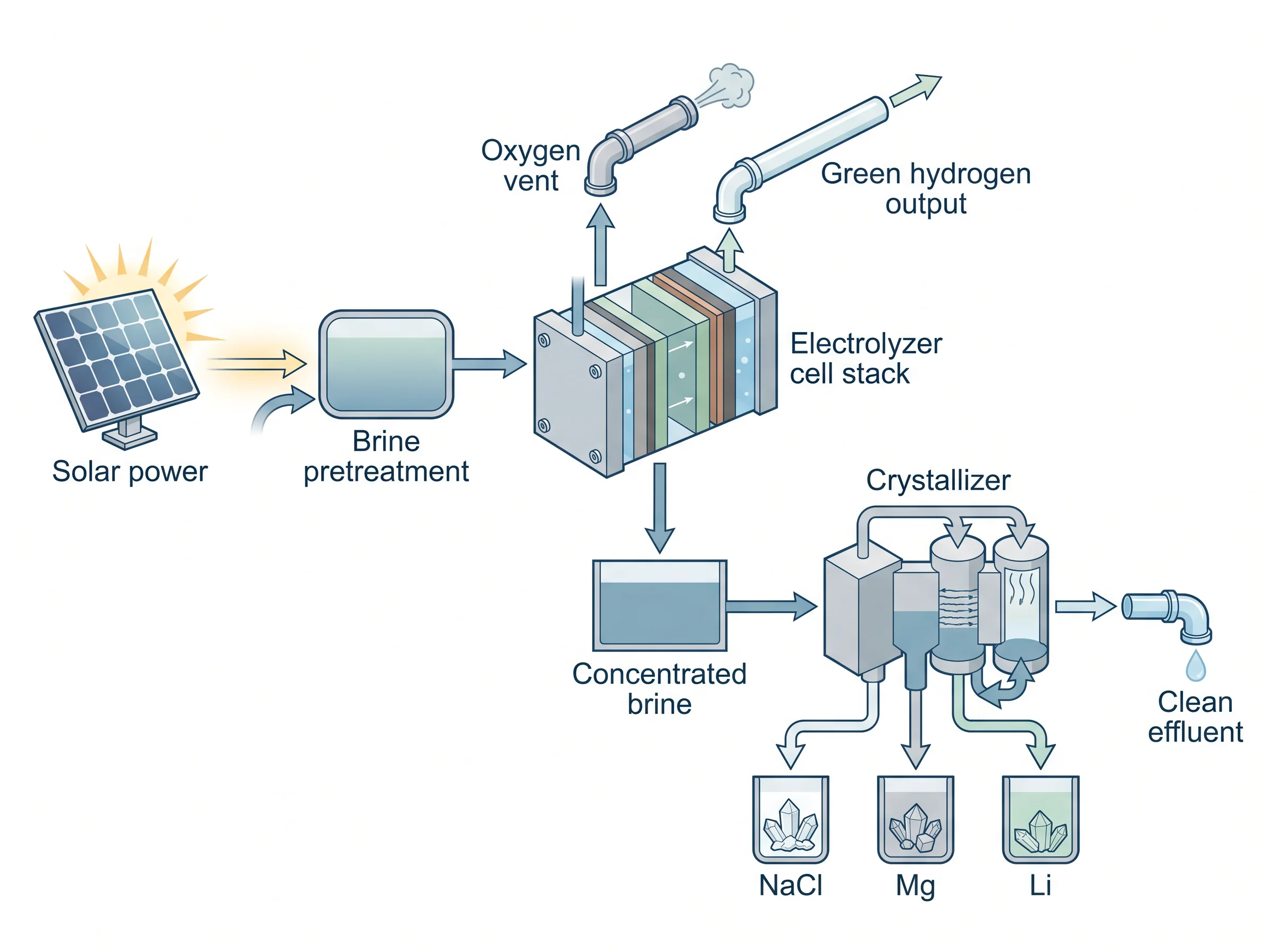 Solar-Driven Brine Electrolysis for Green Hydrogen