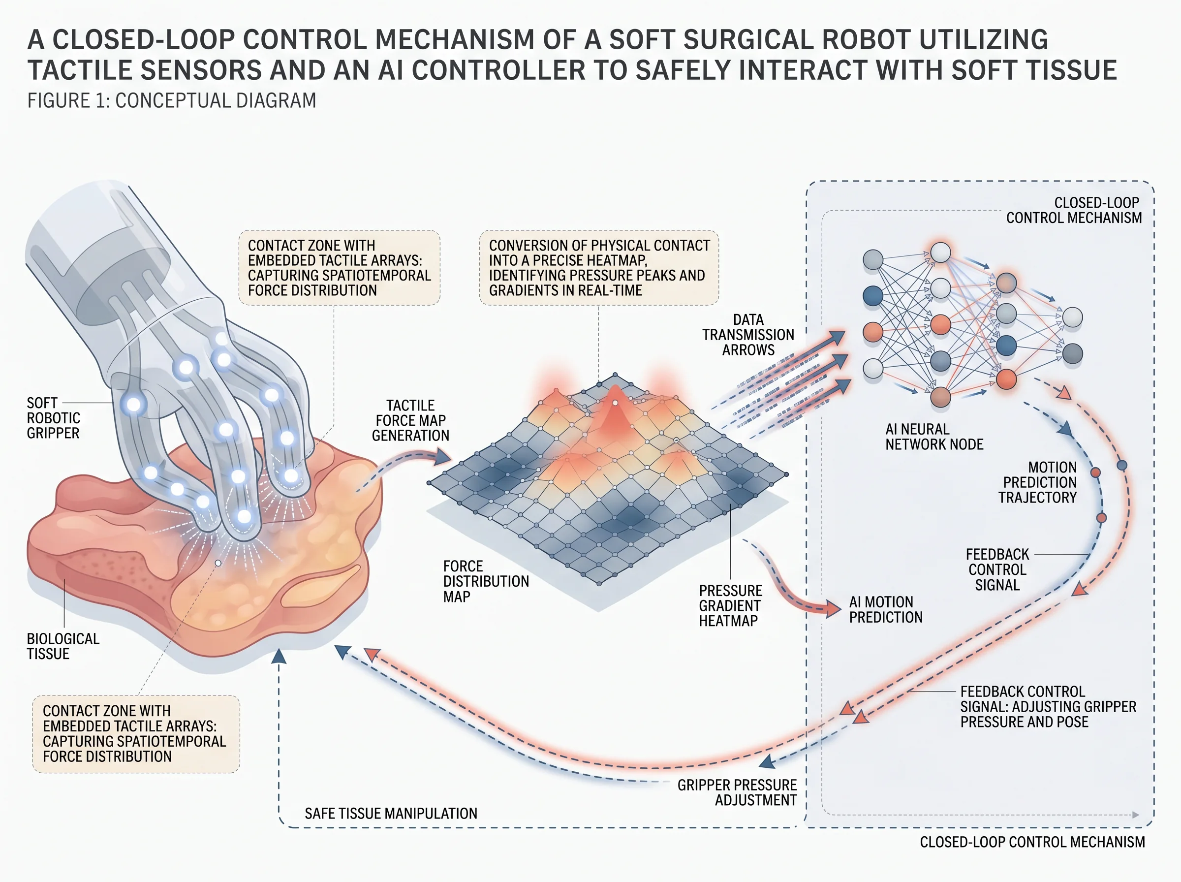 Tactile AI Control for Soft Surgical Robots