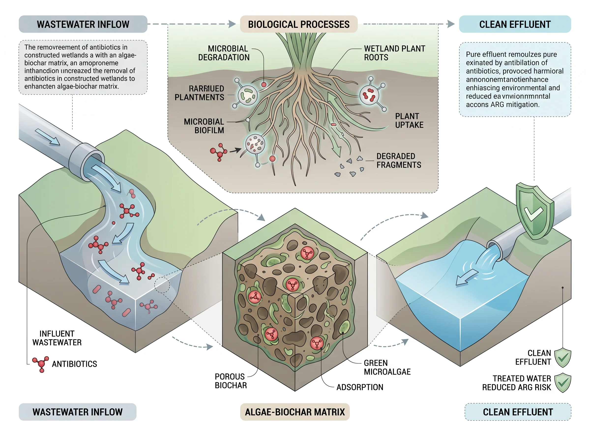 Algae-Biochar Wetland for Antibiotic Removal